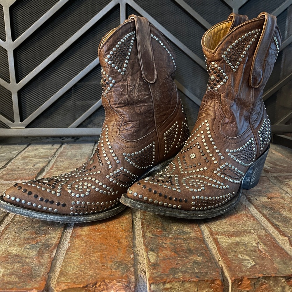 Old Gringo Brown Studded Ankle Boots
